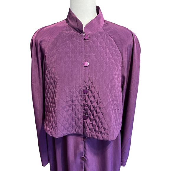 Susan Graver Quilted Trench Long Sleeve Duster Jacket Grape Large NWT - Picture 3 of 9